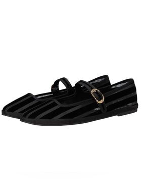 NEW DOLCE VITA Tameka ballet flats black mesh stripe Mary Jane size 8.5